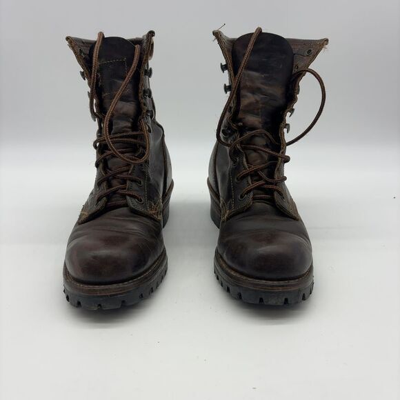 Frye Shoes - Frye Frye Dark Brown Leather Combat Boots